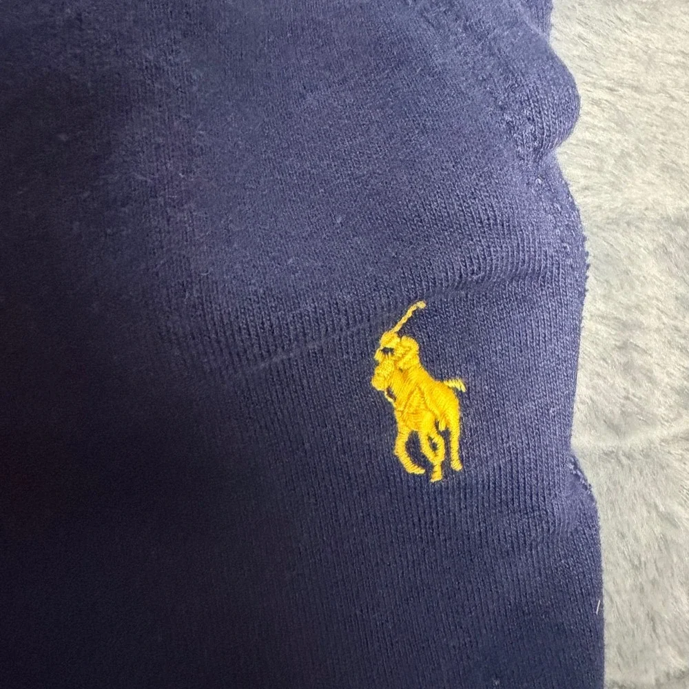 Polo Ralph Lauren Mens Navy Blue Yellow Pony Fleece Joggers Sweatpants Size M